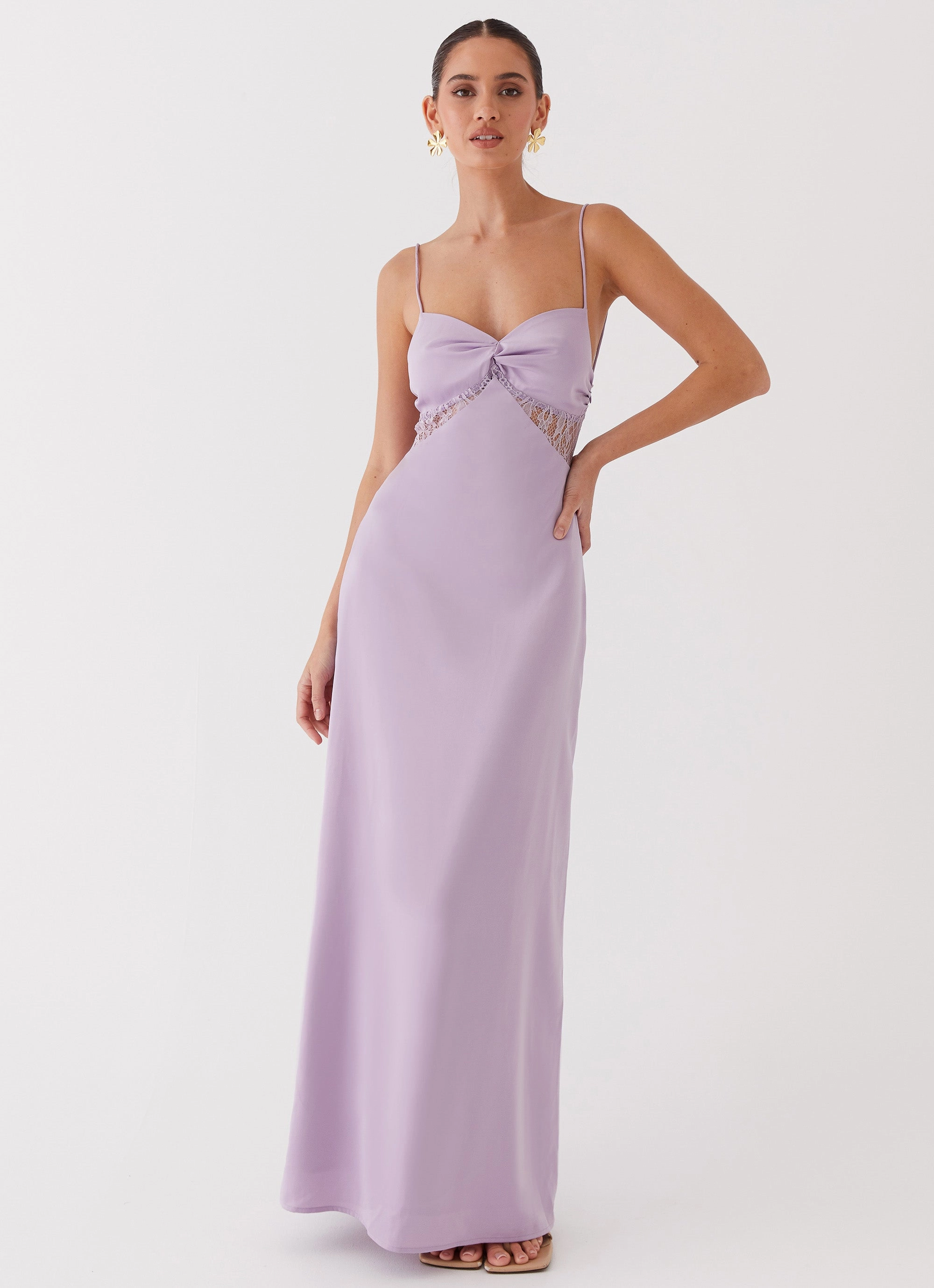 Dream Sight Lace Satin Maxi Dress - Lilac Subtle Flex