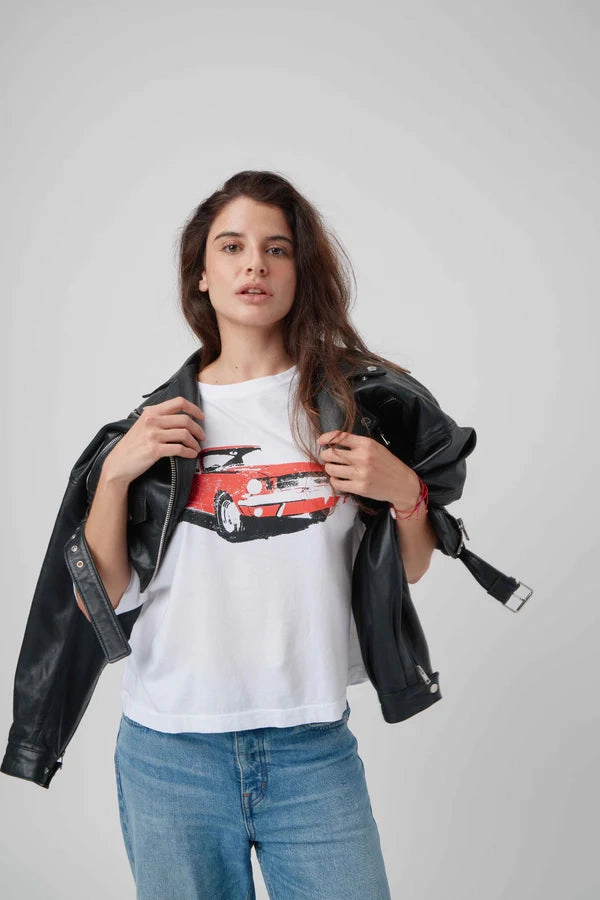 YarnDyeStripe Sunny Somewhere See Ya! Car Boyfriend Tee