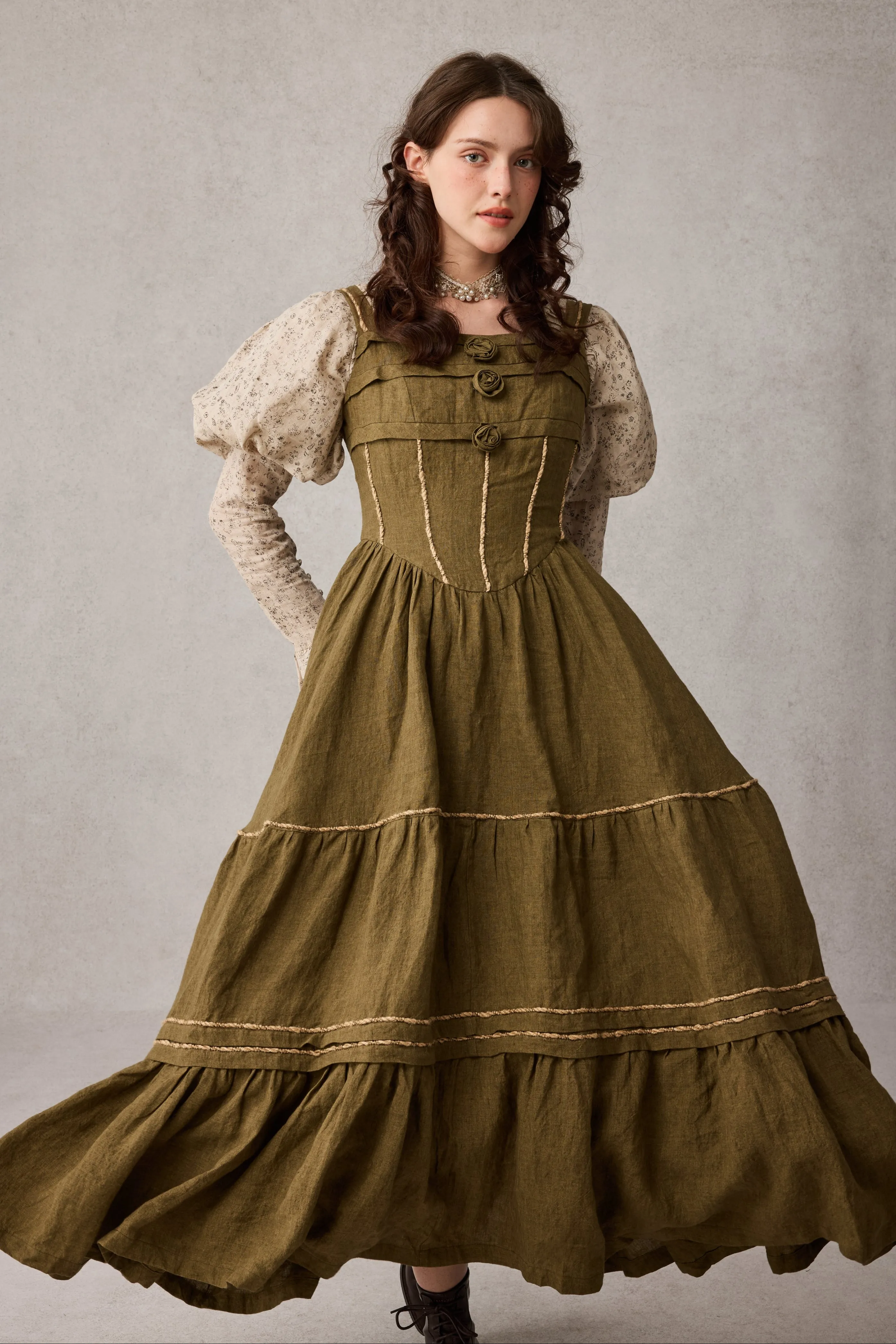 Magnolia 17 |Linen Corset dress LowProfileZipperSystem VentedBack