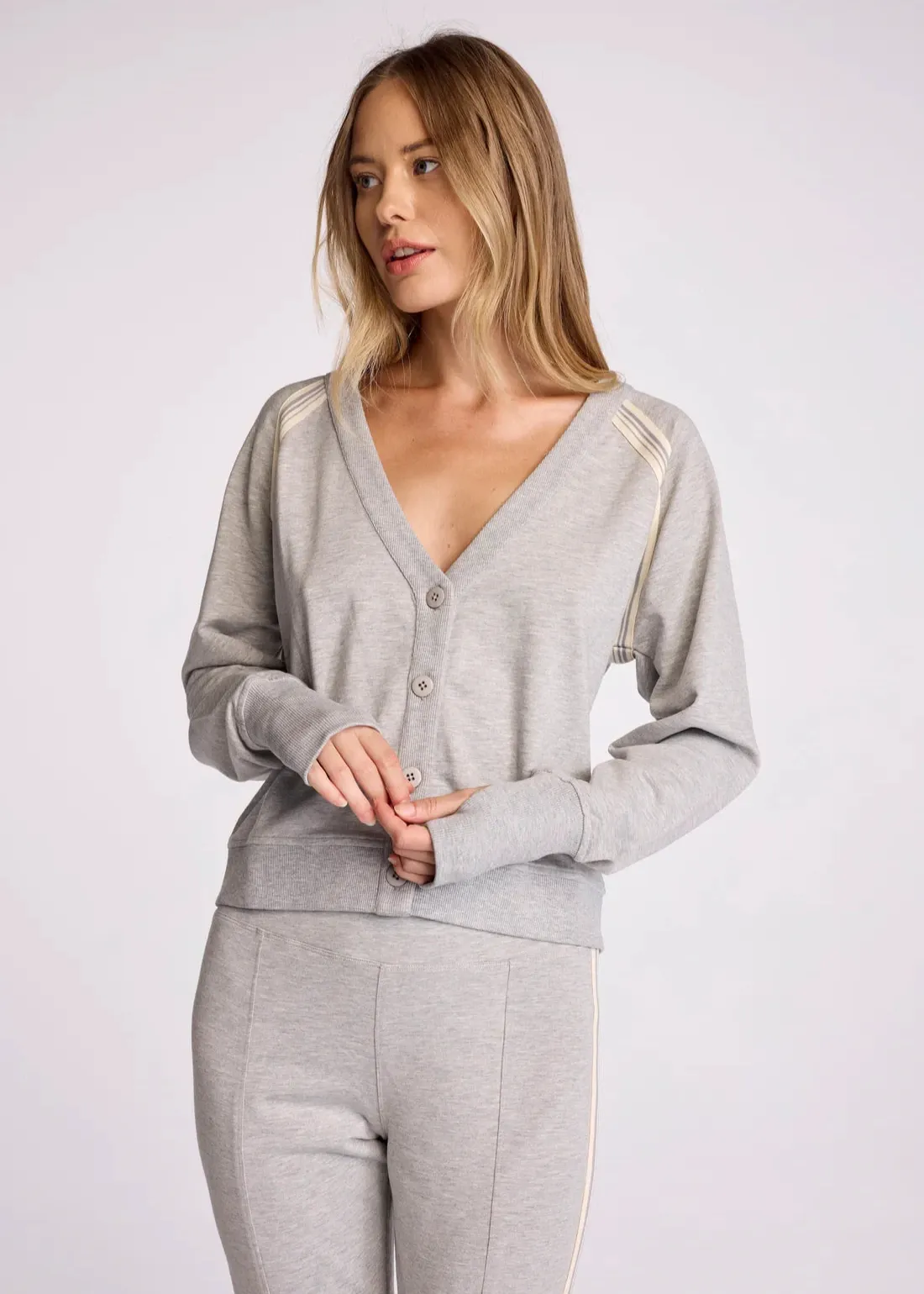 Sundays Poppy Grey Cardigan ContrastPlacket