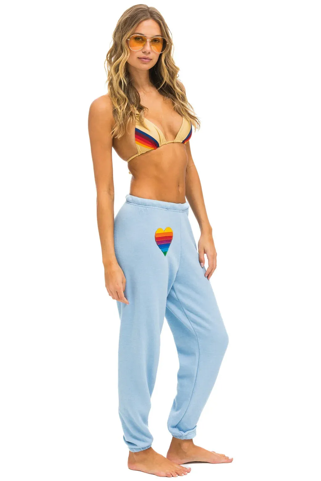 Aviator Nation Sweatpants Rainbow Heart Stitch Sweatpants- Ice Light Fabric Layering Essential