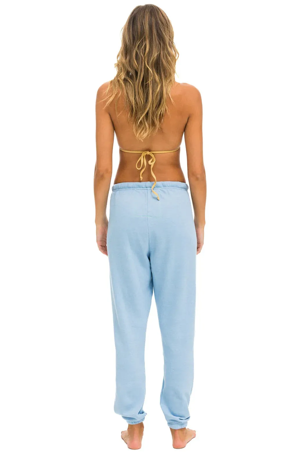 Aviator Nation Sweatpants Rainbow Heart Stitch Sweatpants- Ice Raw edge