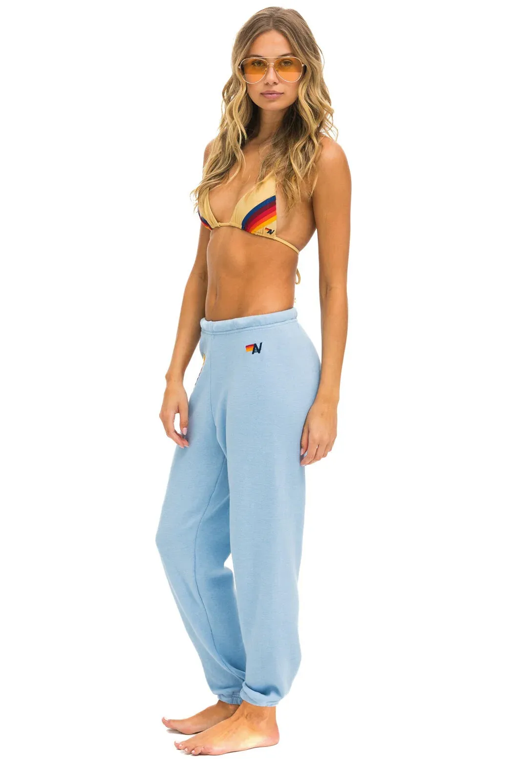 Aviator Nation Sweatpants Rainbow Heart Stitch Sweatpants- Ice Chilly Layering