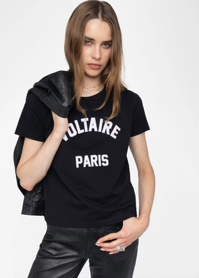 Zadig & Voltaire Alys Voltaire Paris Tee- Black FeatherlightConstruction TumbleDryFriendlyMaterial