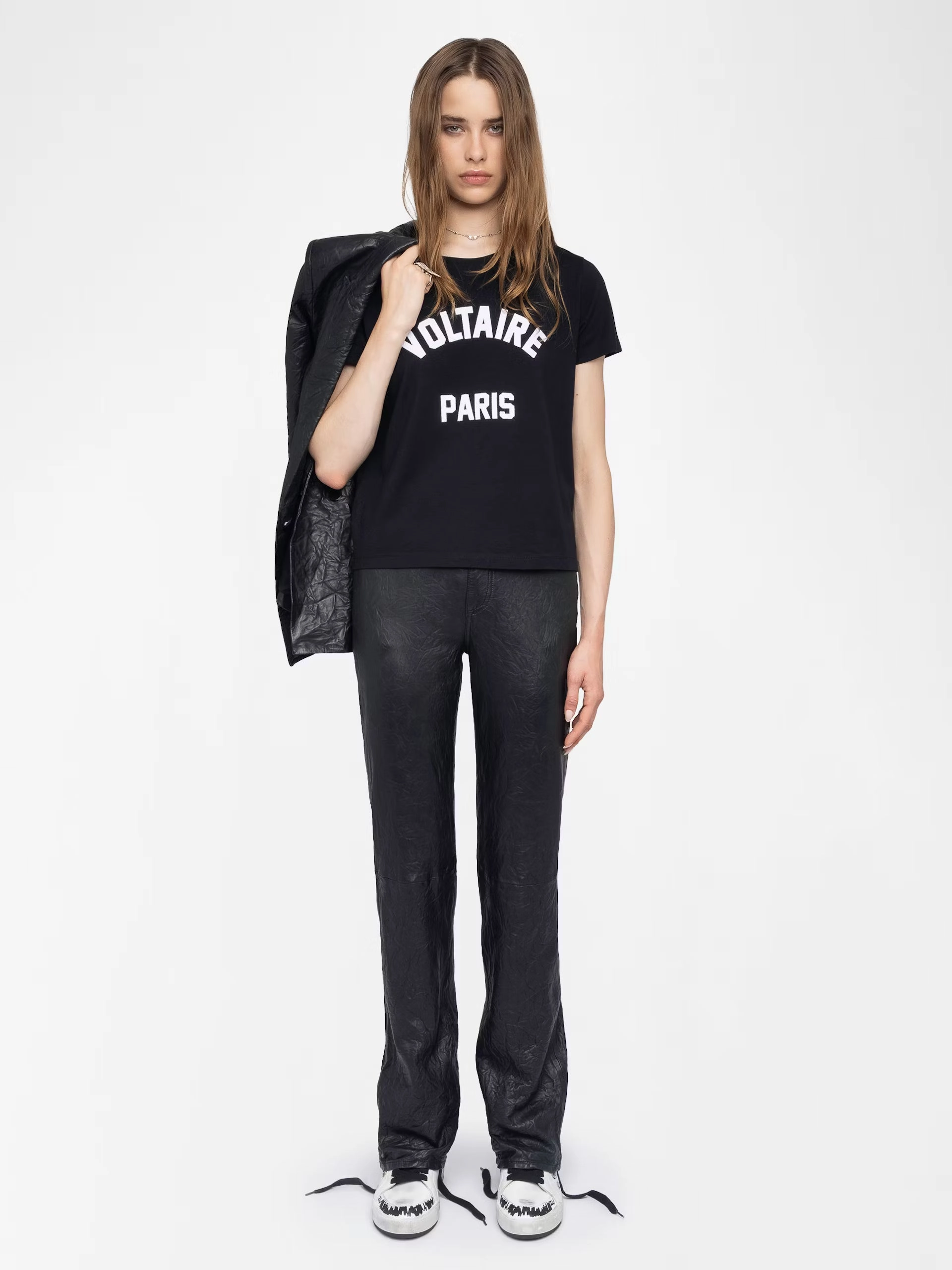 Zadig & Voltaire Alys Voltaire Paris Tee- Black ReinforcedShoulders NonChafingEdges