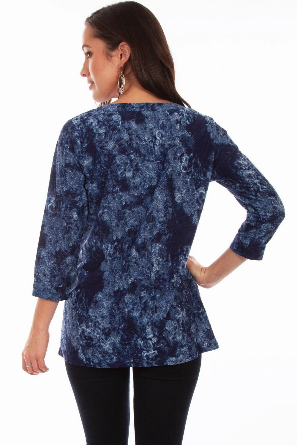 Trendsetting Design Scully Womens Navy Polyester Criss-Cross S/S Blouse