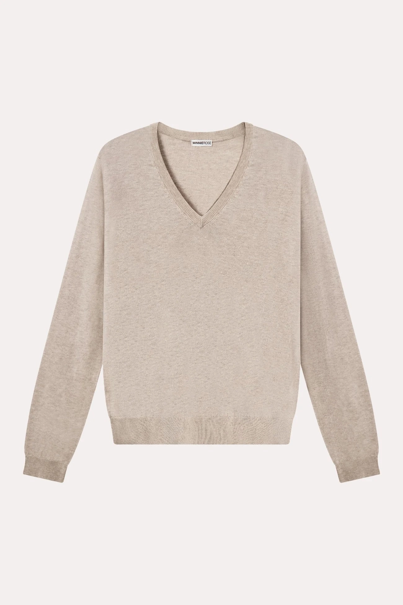 Minnie Rose Supima Cotton V-Neck Long Sleeve Tee Stretchable Blend