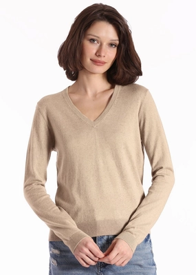 Minimalist Cuff TaglessNecklineComfort Minnie Rose Supima Cotton V-Neck Long Sleeve Tee