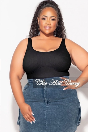 Cotton comfort Final Sale Plus Size Sleeveless Ribbed Top in Black (Top Only)