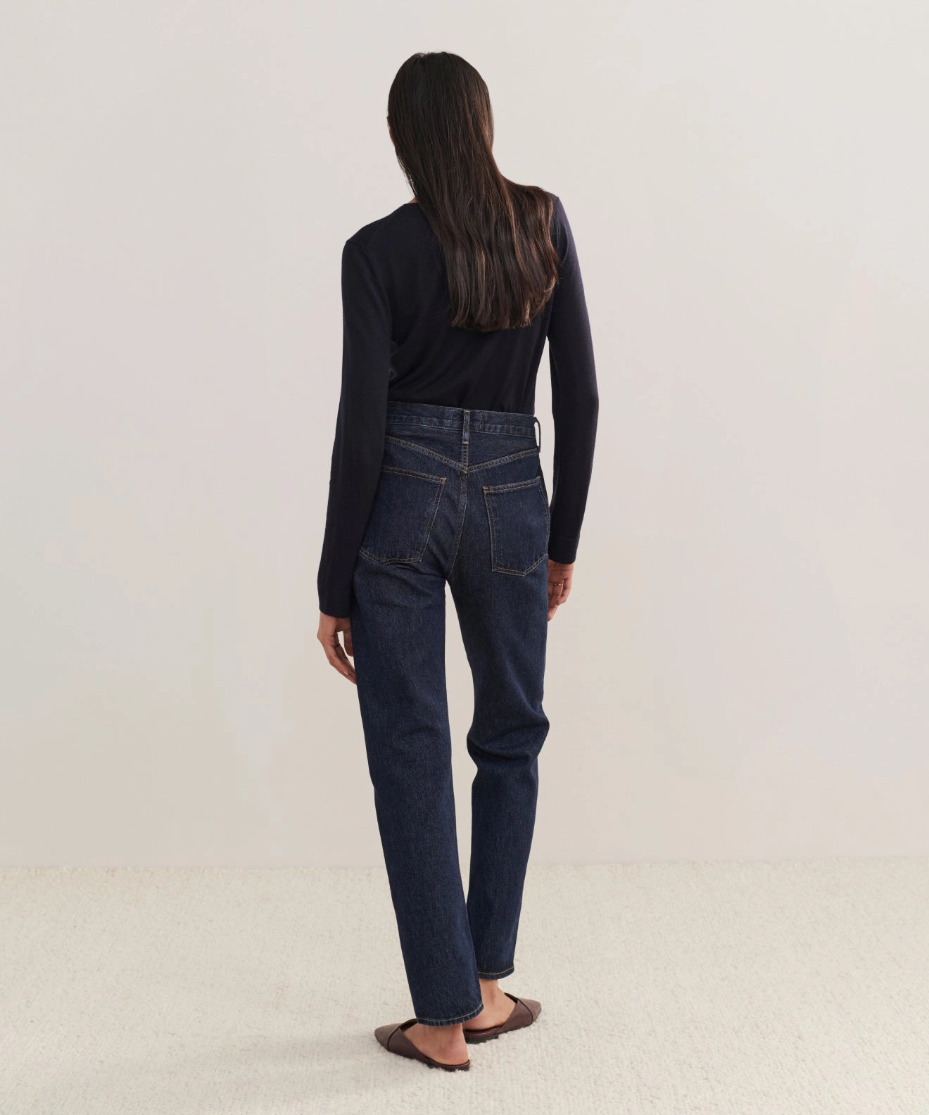 CroppedLength OdorResistant Coating 90's Pinch Waist Long Jean