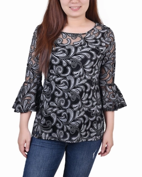 3/4 Sleeve Burnout Top With Matching Camisole Flatlock stitching StaticResistant Material