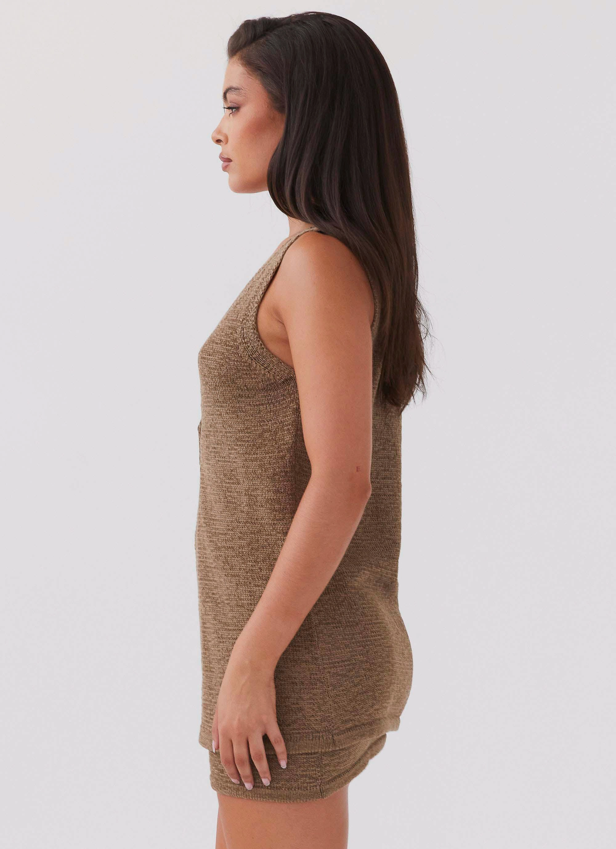 Wrap style Seamless construction Capri Glow Knit Top - Khaki