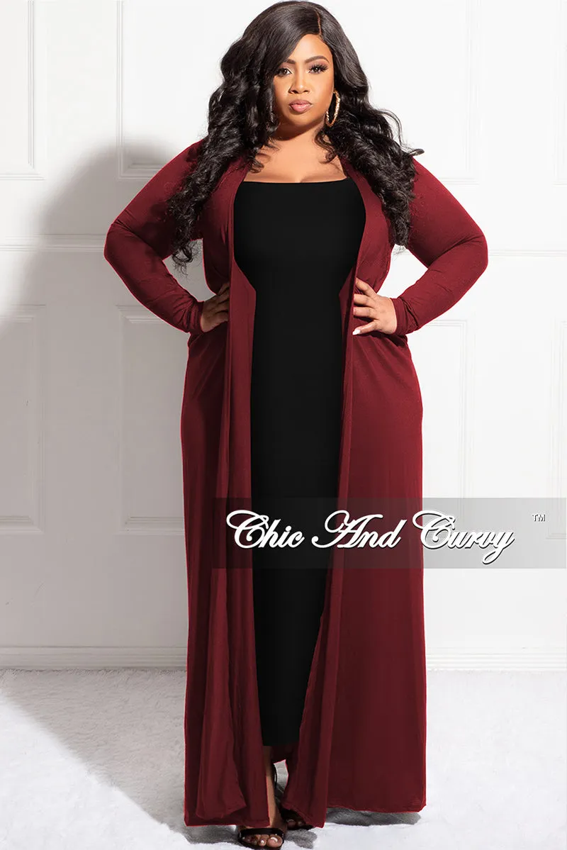 Sleek Comfort Final Sale Plus Size Duster in Burgundy