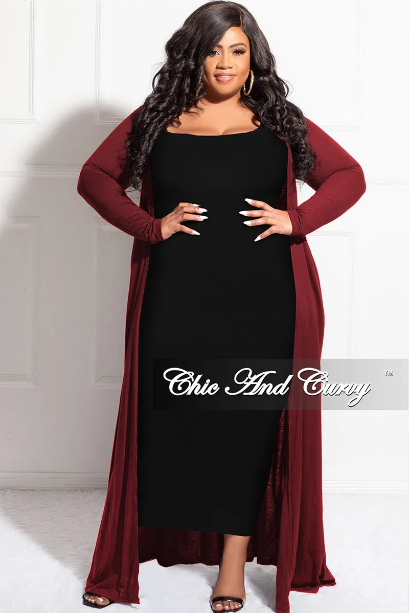 Chic Design Final Sale Plus Size Duster in Burgundy