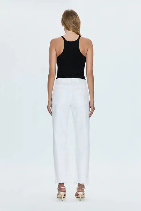 Casual Street Sustainable Creative Look Pistola Lexi Mid Rise Bowed Jean Luxe White Vintage