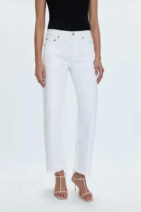 Pistola Lexi Mid Rise Bowed Jean Luxe White Vintage Modern Textured