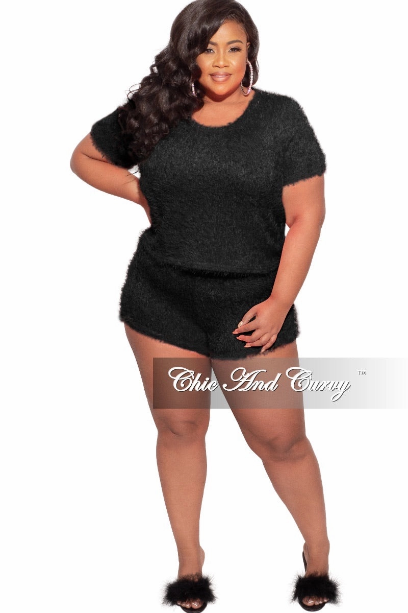 Versatile Layer Final Sale Plus Size Lounge Set /Sleepwear in Black