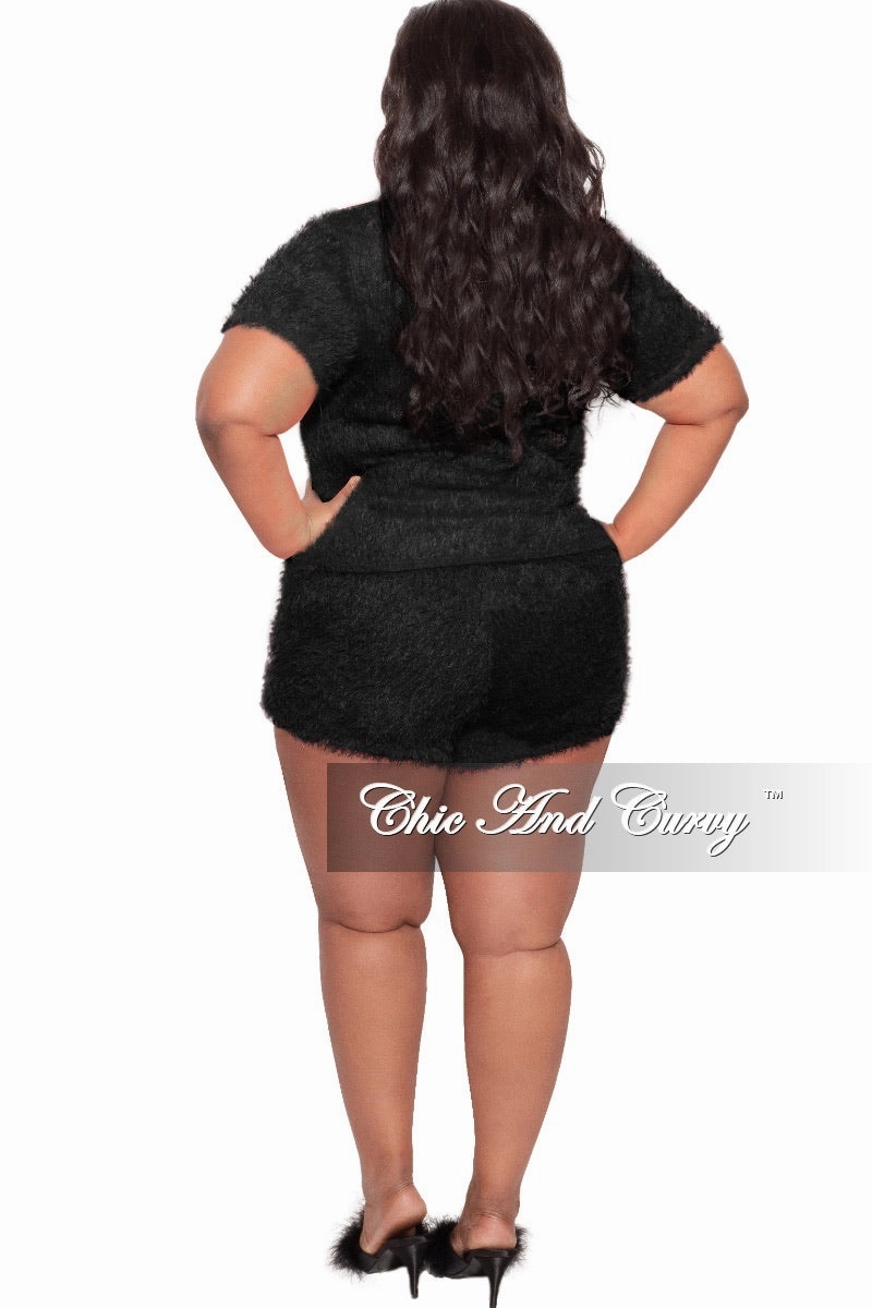 Final Sale Plus Size Lounge Set /Sleepwear in Black Performance Stretch Easy Pack