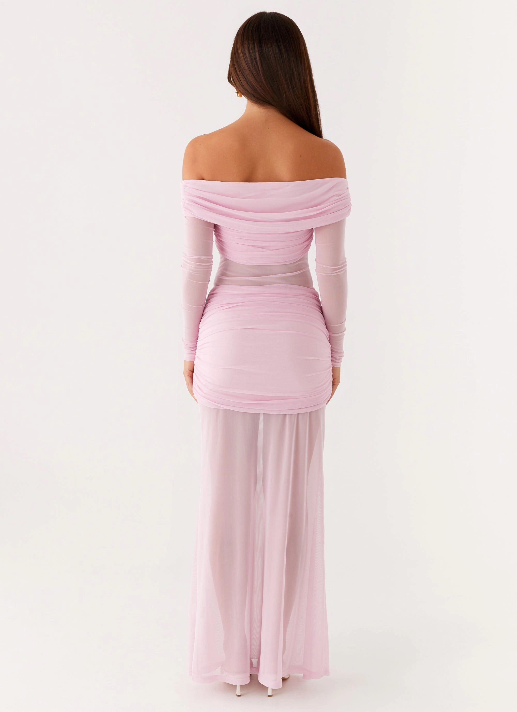 Sheer-Overlay Formal Style Alter Ego Maxi Dress - Pink