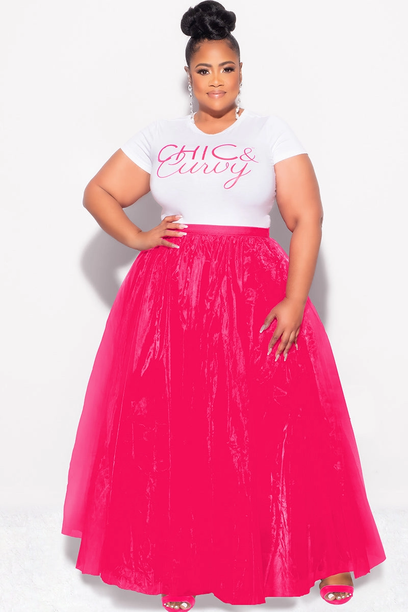Mid-rise fit Water Resistant Finish Final Sale Plus Size Maxi Tulle Tutu Skirt in Fuchsia (SKIRT ONLY)