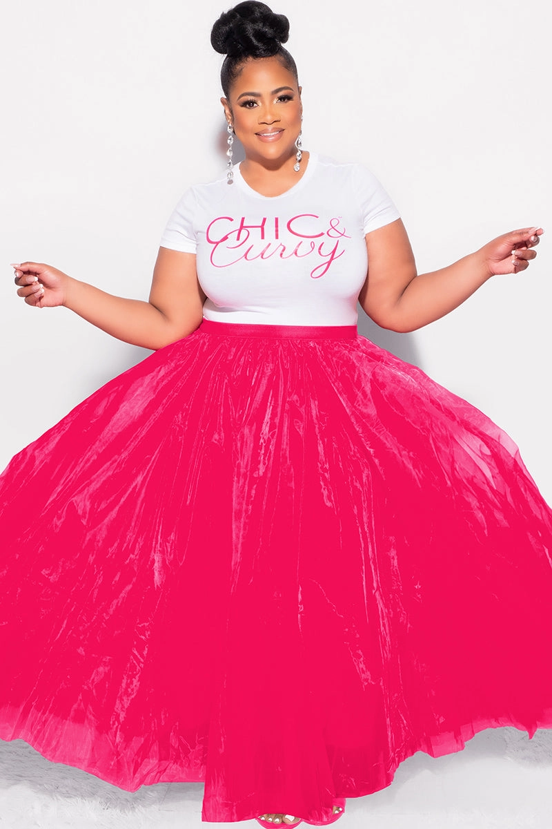 Tough Flex Practical Fit Final Sale Plus Size Maxi Tulle Tutu Skirt in Fuchsia (SKIRT ONLY)