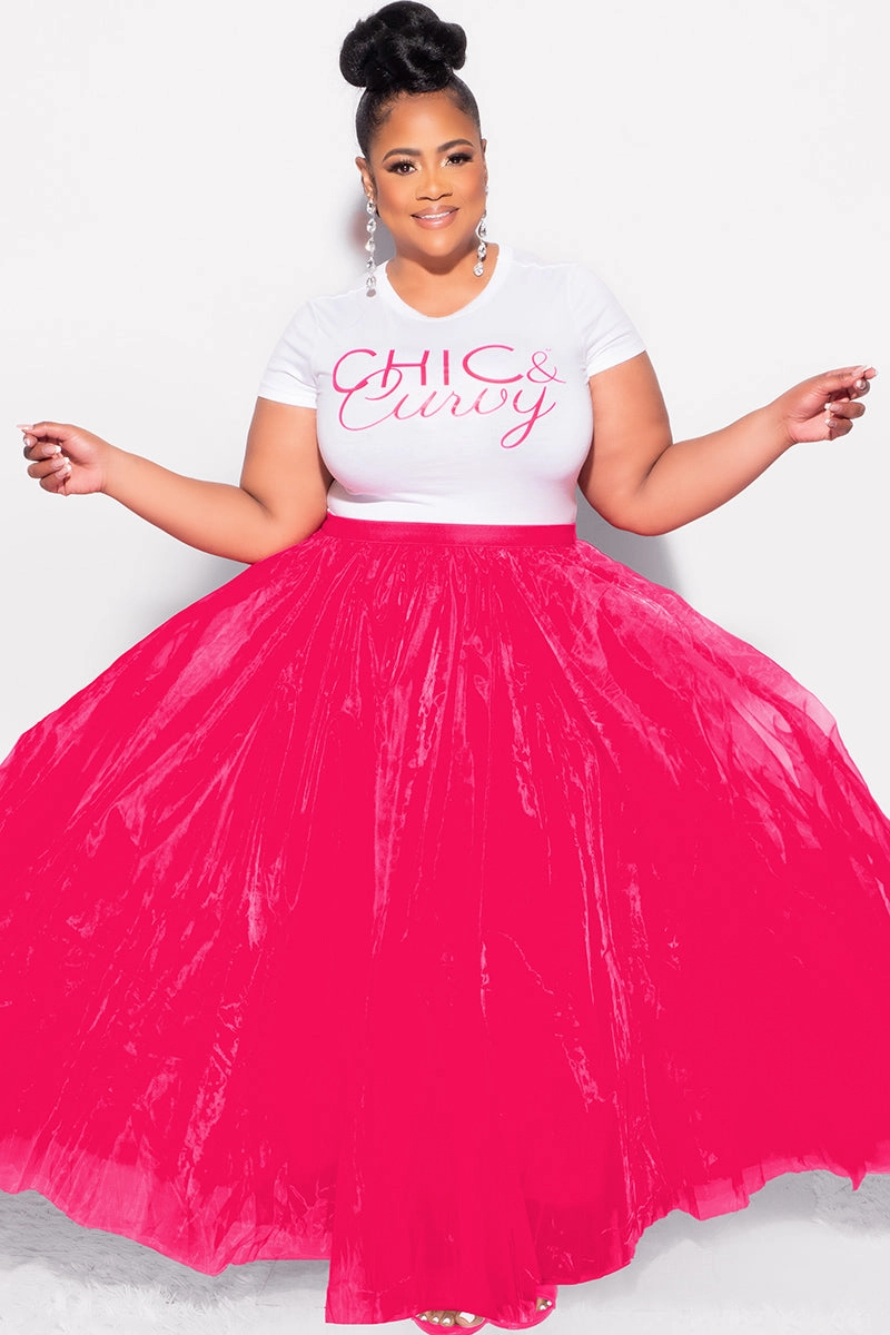 Versatile Comfort Final Sale Plus Size Maxi Tulle Tutu Skirt in Fuchsia (SKIRT ONLY)