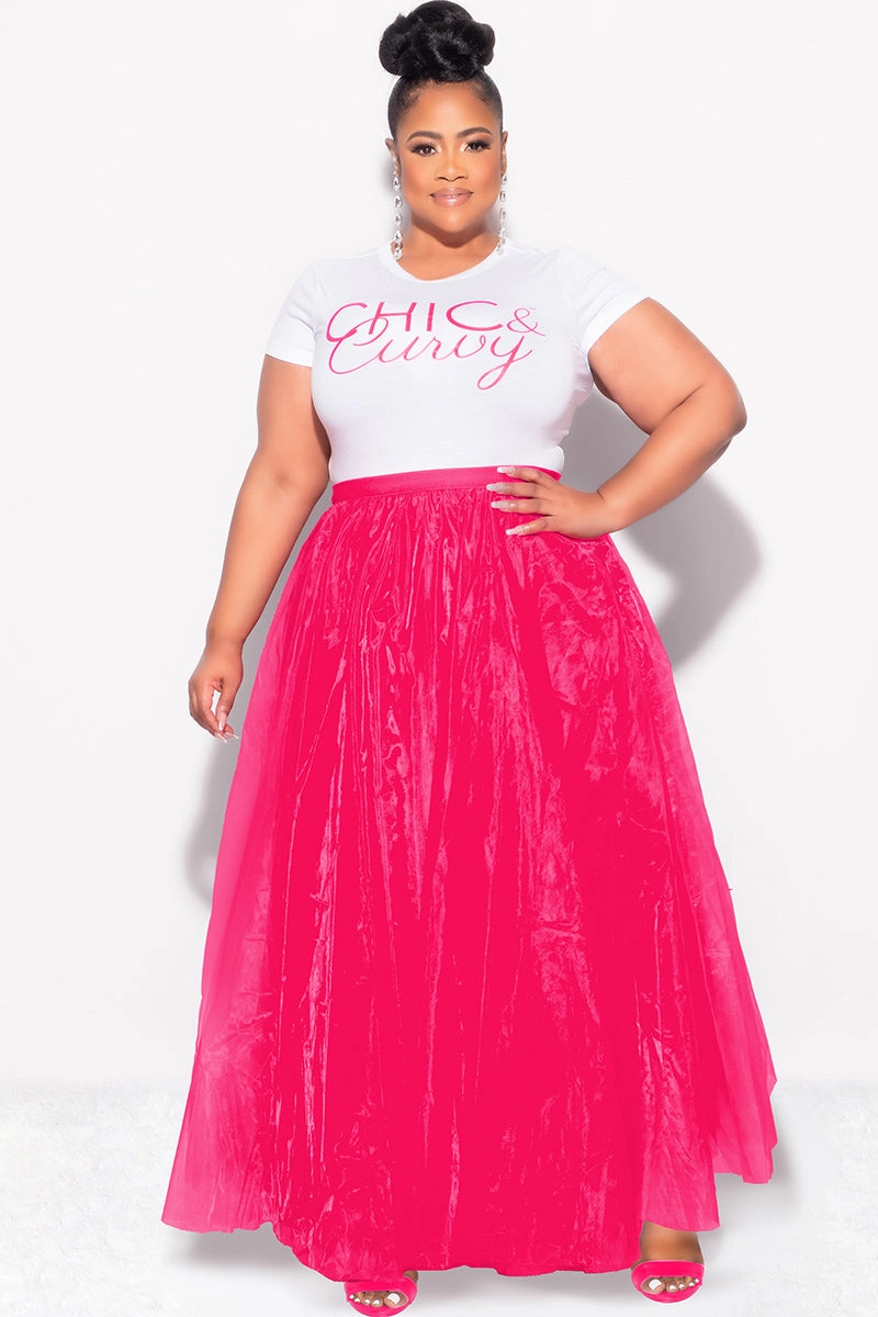 Utility Style Final Sale Plus Size Maxi Tulle Tutu Skirt in Fuchsia (SKIRT ONLY)