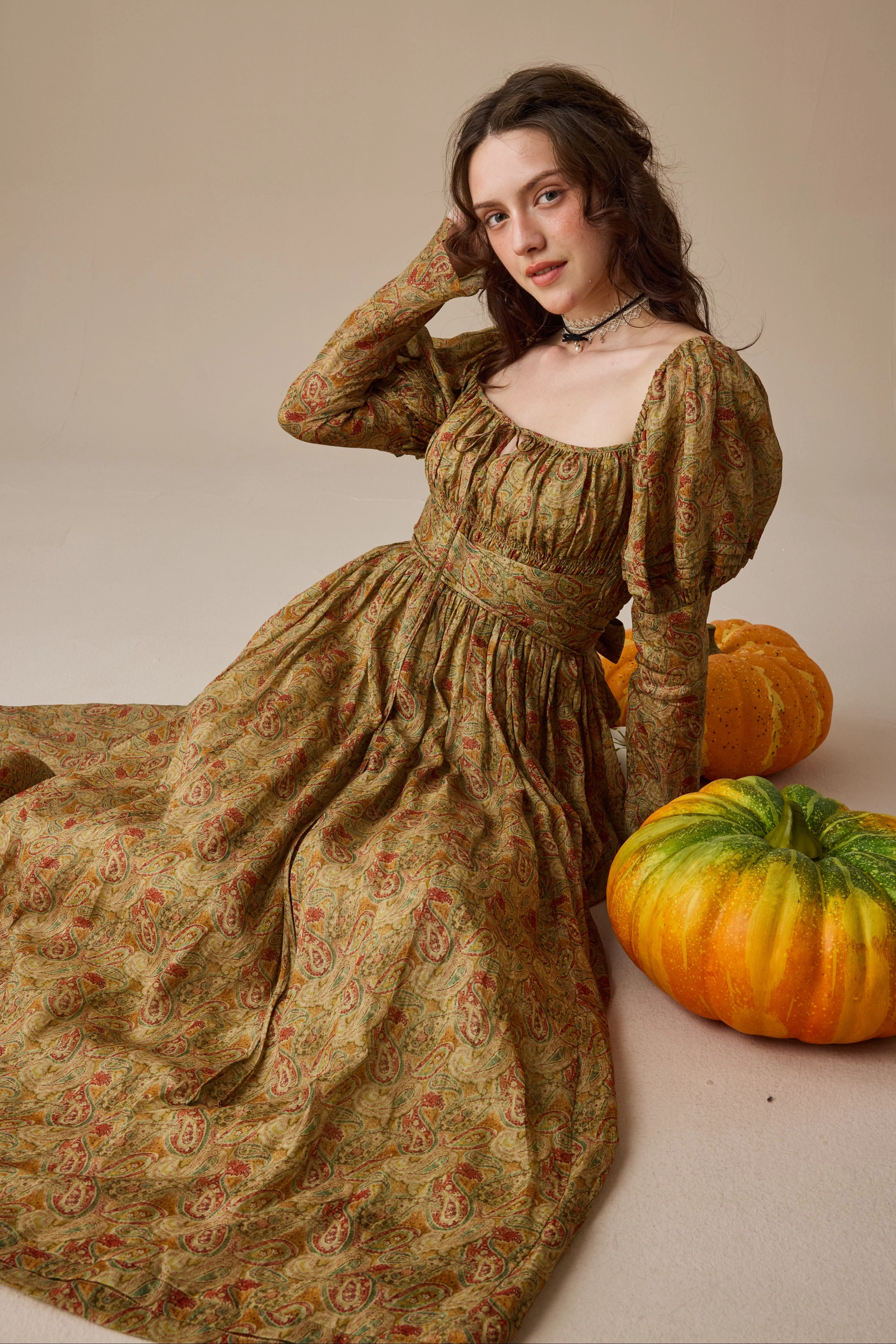 Paisley 11 | Elegant Floral Linen Dress Cooling Fabric Quick Access