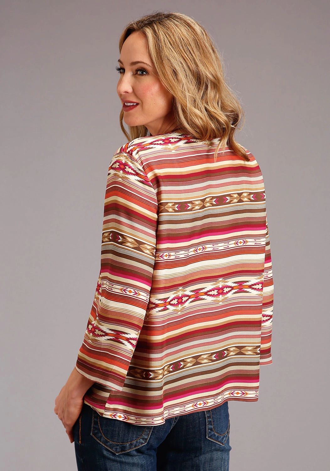 All-day Comfort Stetson Womens Sunset Serape Rayon/Nylon Aztec S/S Blouse