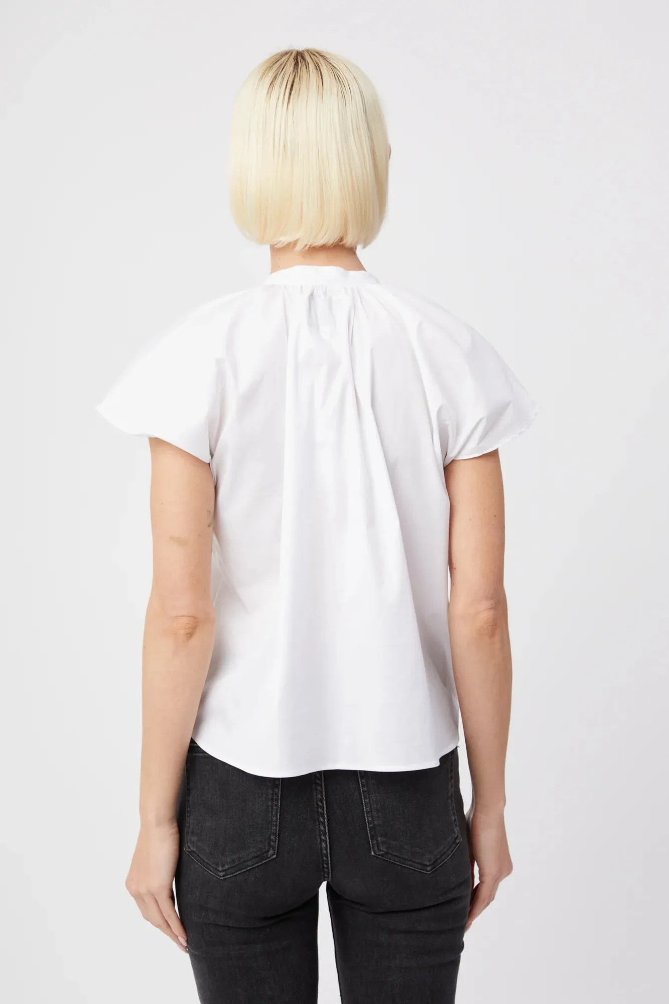 The Shirt The Flutter Shoulder Short Sleeve Shirt Layered Hem Reinforcement