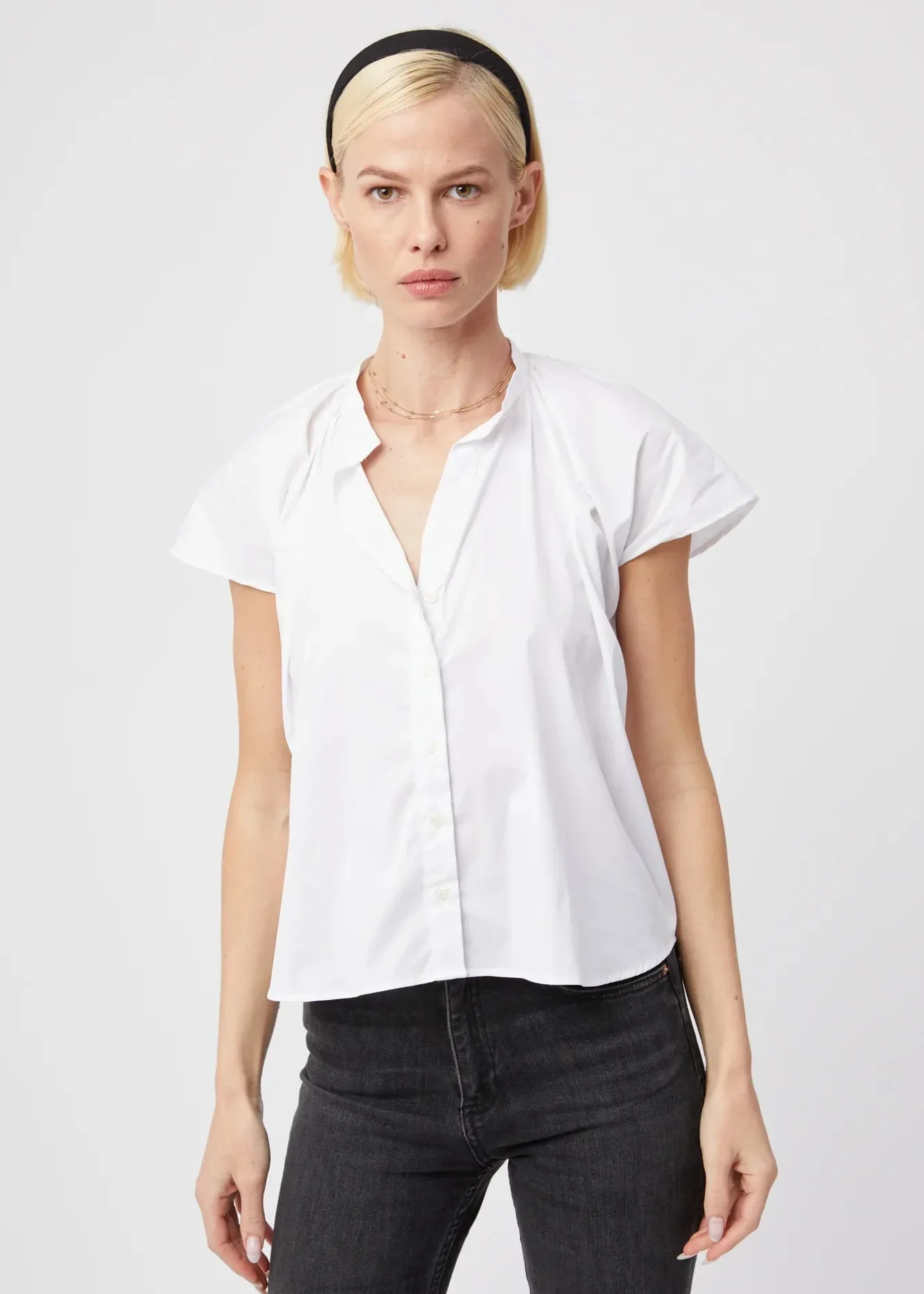 standard fit The Shirt The Flutter Shoulder Short Sleeve Shirt