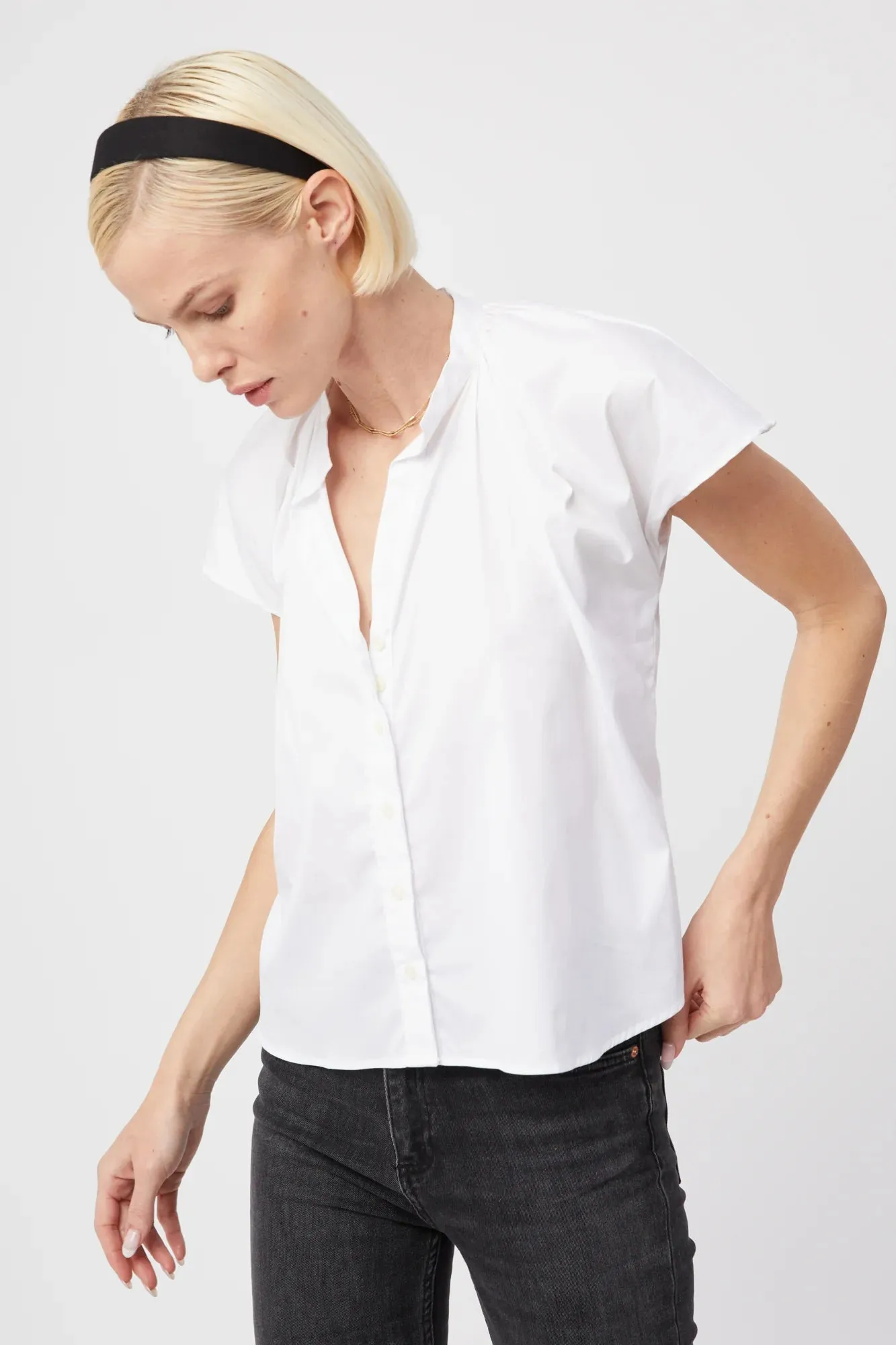 The Shirt The Flutter Shoulder Short Sleeve Shirt All Purpose Casual Cut