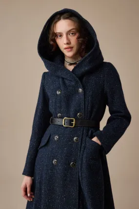 Trista 24 | 100% twill wool hooded coat Stretch Knit Material