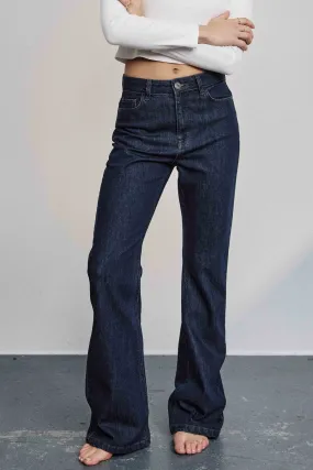 NULONDON JEANS LONG - Dark Blue Denim Plain Favorite