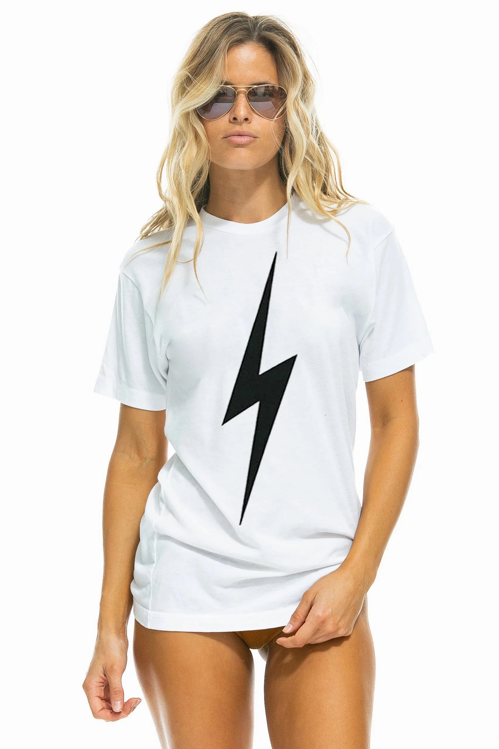 Aviator Nation Bolt Tee - White Soft Sweater AntiSnagYarnProcessing