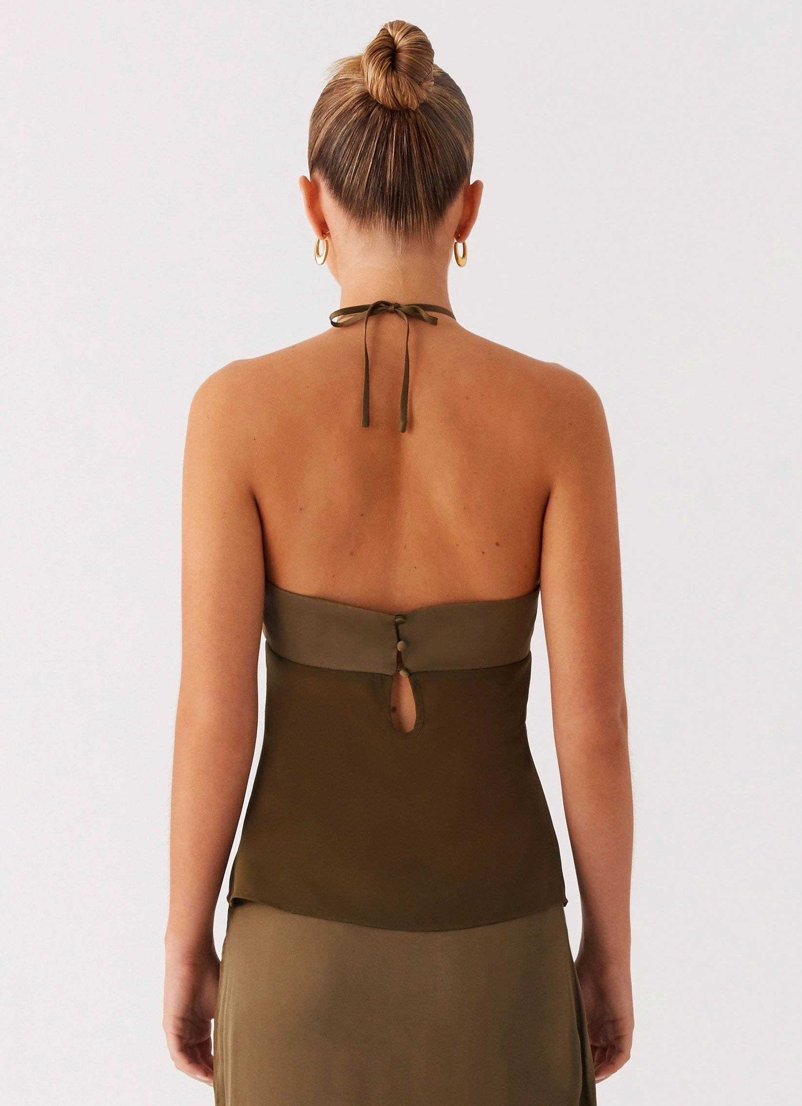 Ellyse Top - Khaki Side Slit Subtle Finish