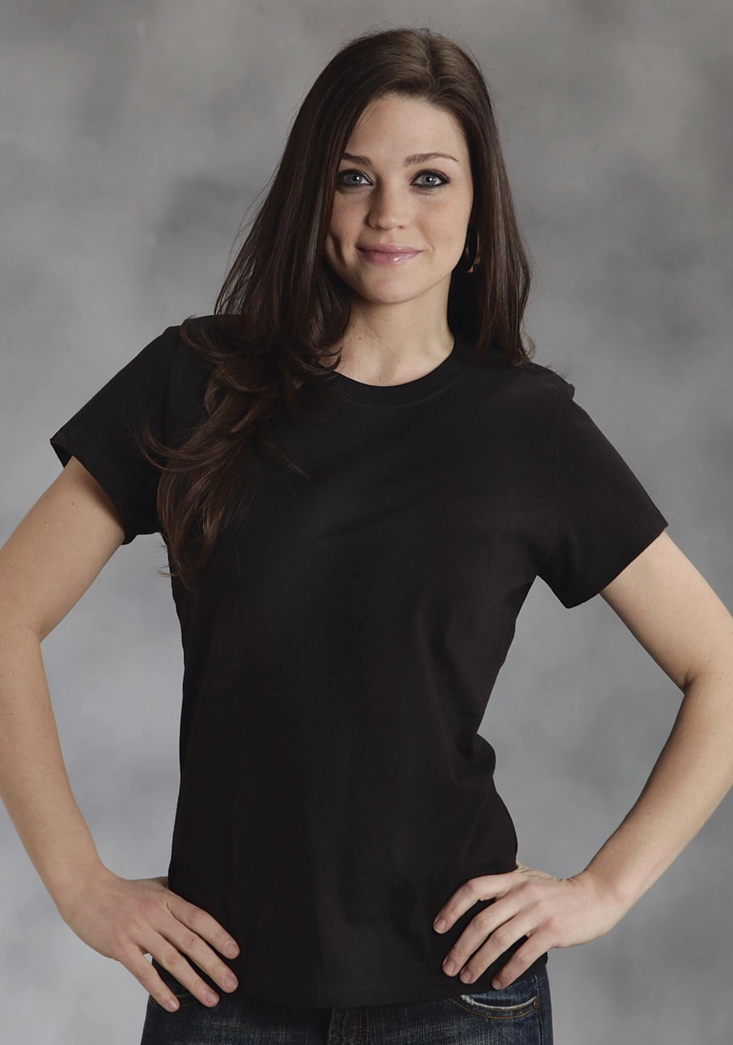 Ouray Womens Black 100% Cotton USA S/S Crew T-Shirt Flexible Knit