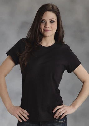 Ouray Womens Black 100% Cotton USA S/S Crew T-Shirt Summer Outfit