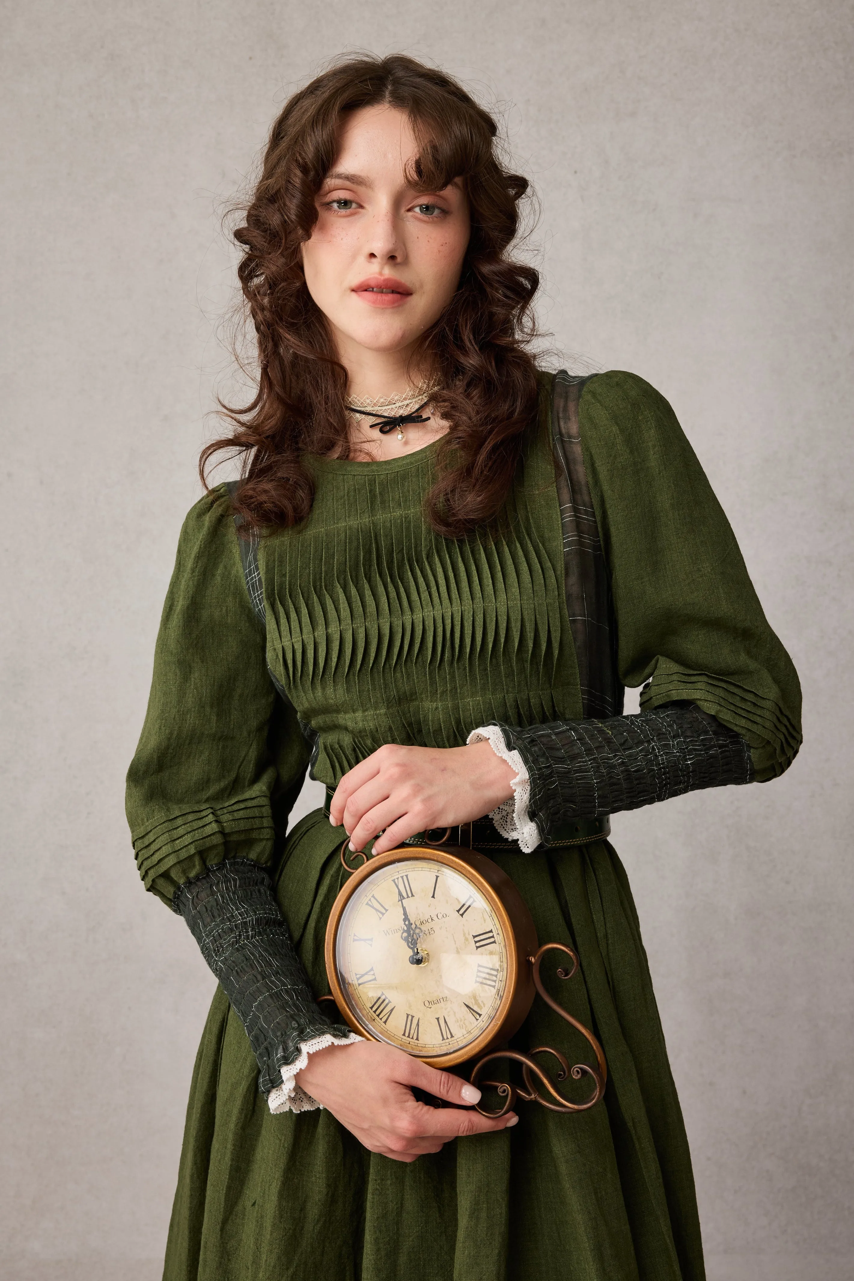 Reversible Layering Tech Eliana 15 | Pintucked Patchwork Linen Dress