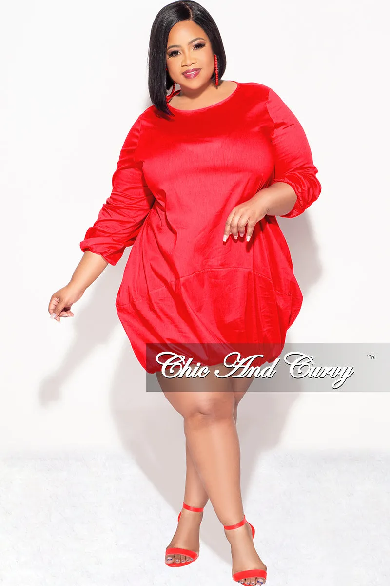 Final Sale Plus Size Bubble Poplin Dress in Red ReflectiveAccentDetails