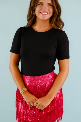 Taking Things Seriously Bodysuit-Black Stretch Fit Top