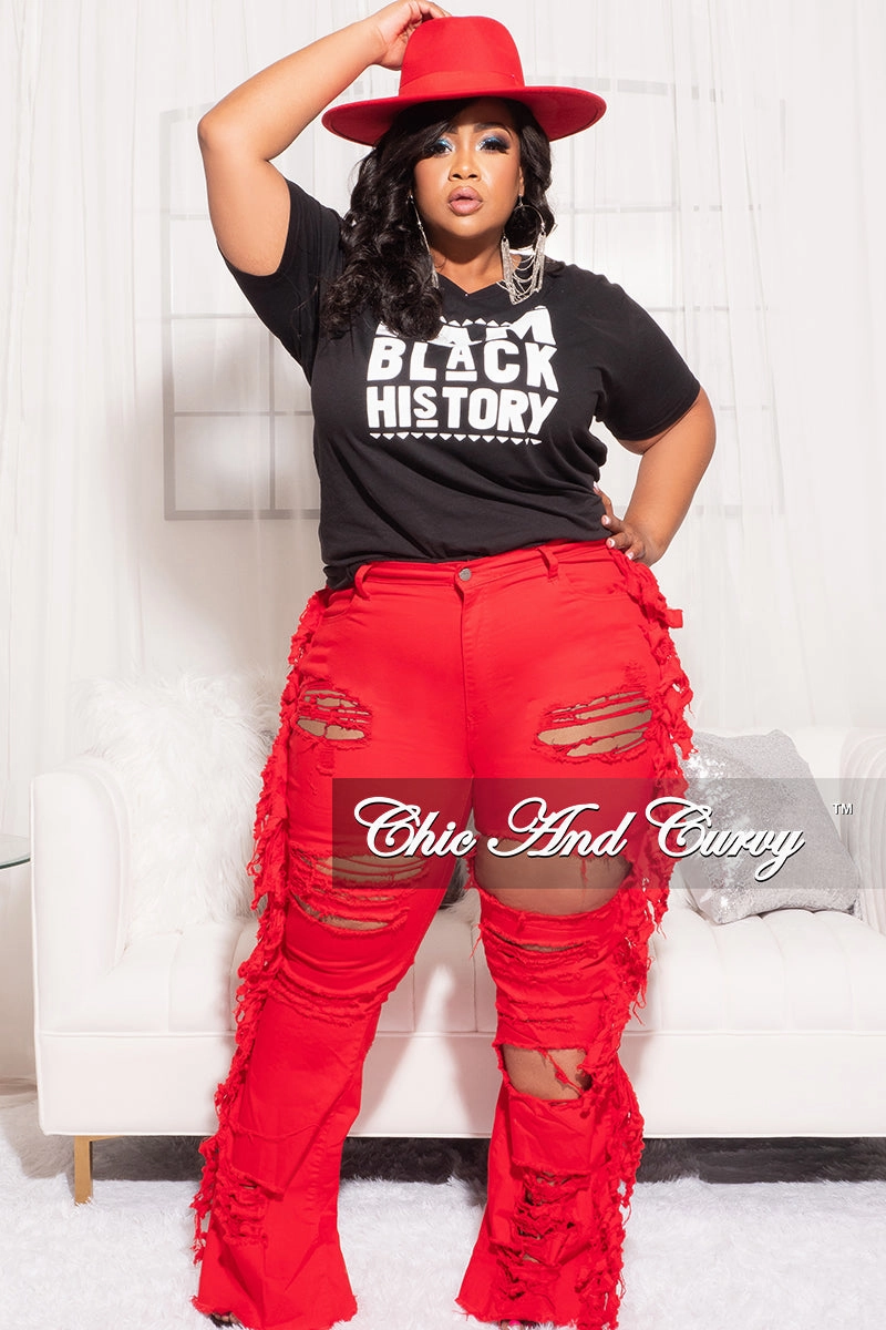 Final Sale Plus Size Short Sleeve V-Neck I Am Black History T-Shirt in Black OdorResistant Comfortable Layering