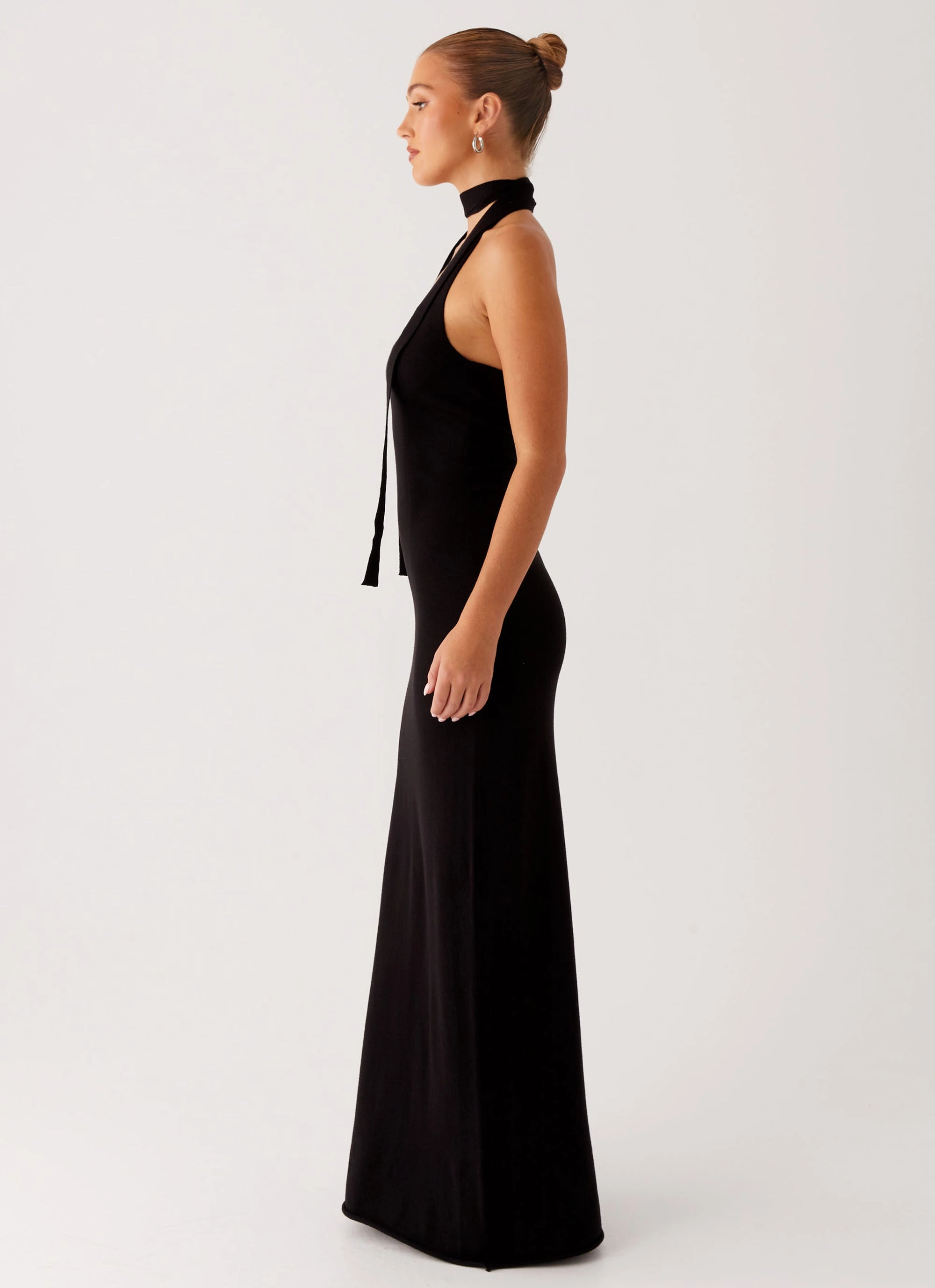 Cozy Drape Eddie Knit Maxi Dress - Black