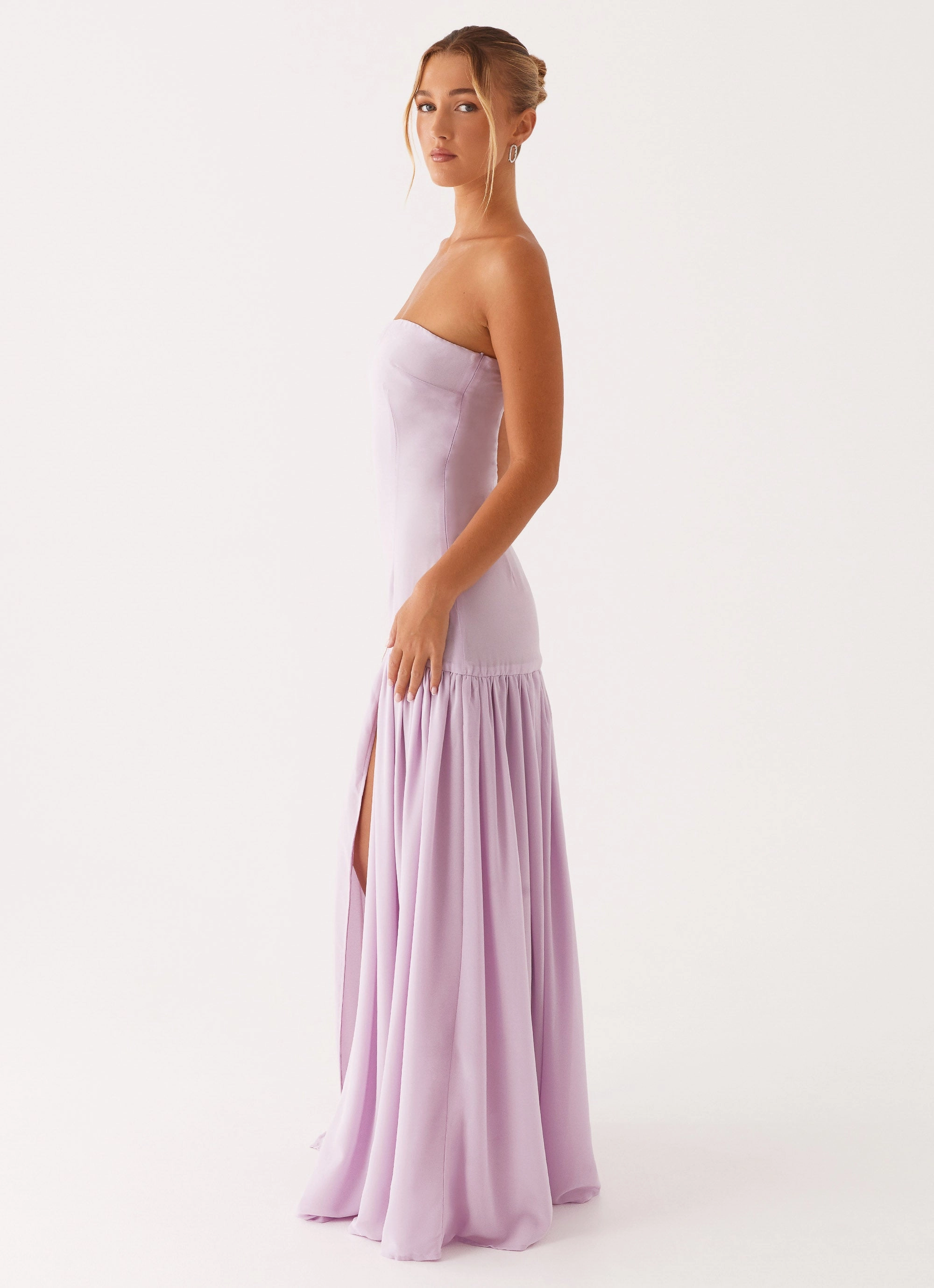 EasyCareMaterial Magnetic-Closure Eden Strapless Maxi Dress - Lilac