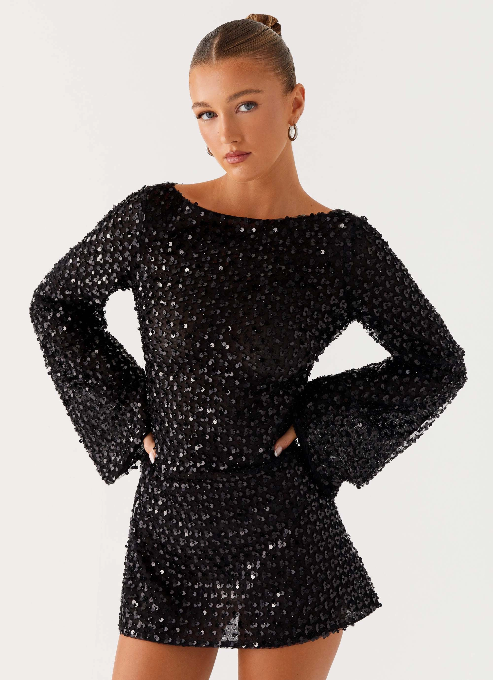 Edessa Sequin Mini Dress - Black Guest Shine Timeless Cut