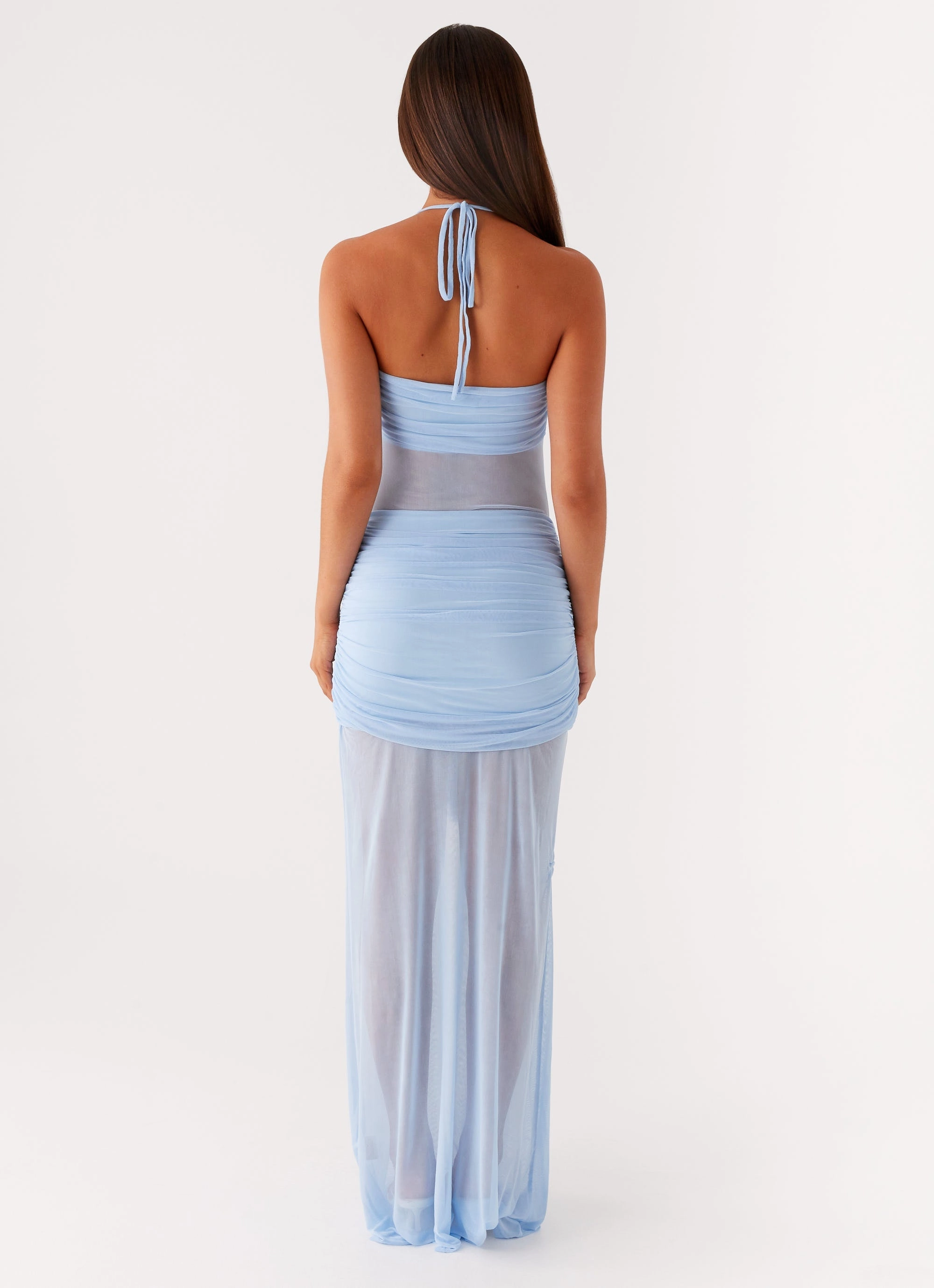 Lily Halter Maxi Dress - Blue Match Quick Casual Smart