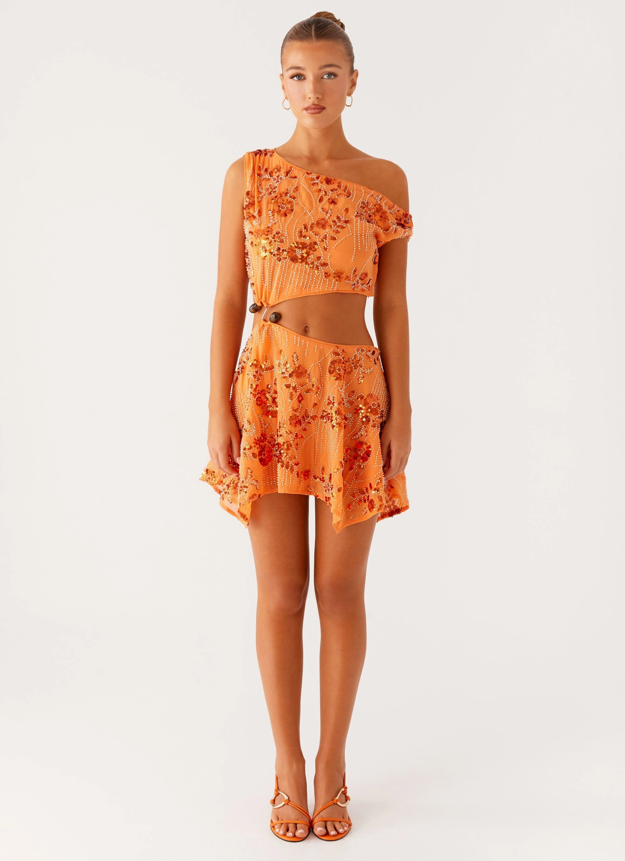 Aletta Sequin Mini Dress - Orange Understated Elegance