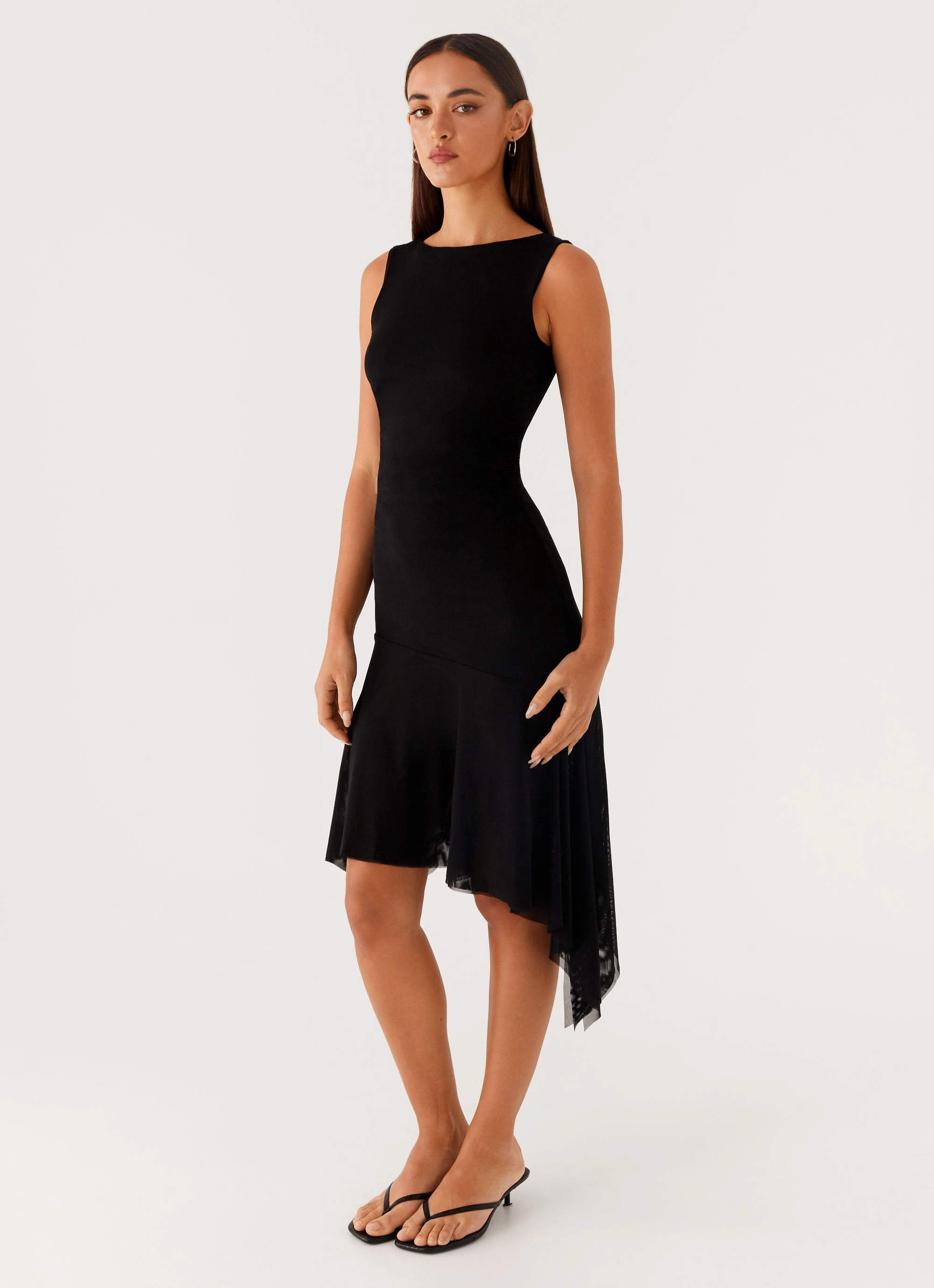 Flowing Fit Winona Midi Dress - Black