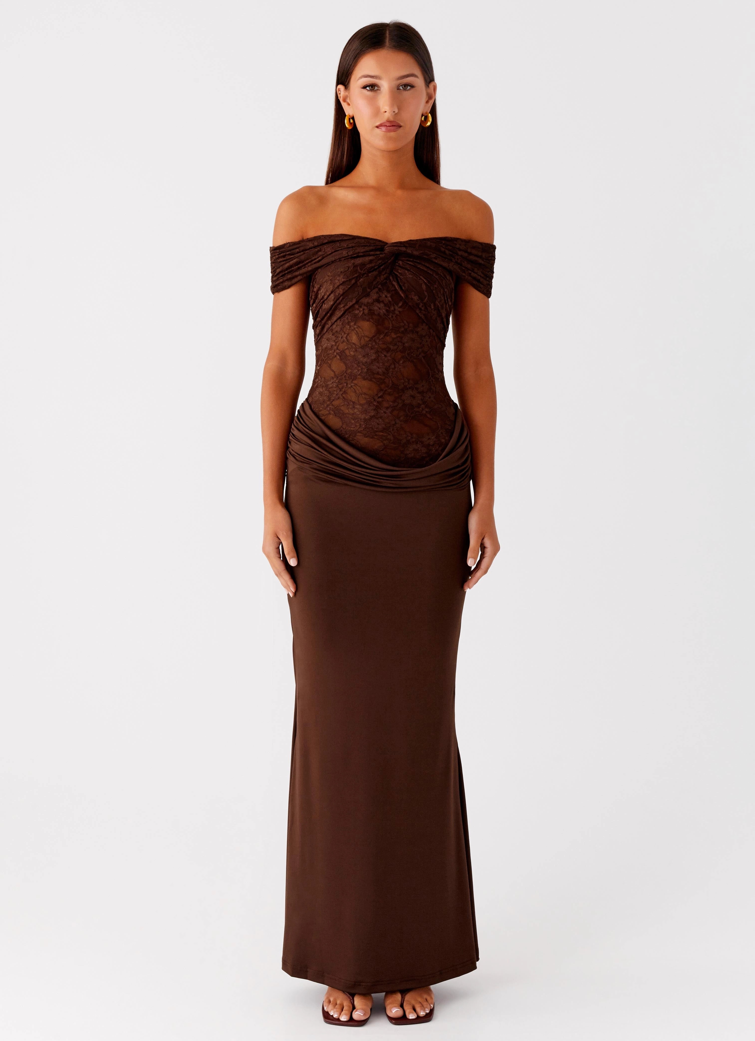 Emerging Designer Either Way Maxi Dress - Chocolate Refined Style