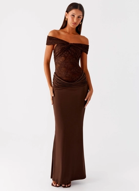 Either Way Maxi Dress - Chocolate Refined Style Versatile Outfit Flared hem